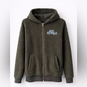 Sol Search Sherpa Hoodie Boys 12-14 XL Olive Fleece Zip Jacket